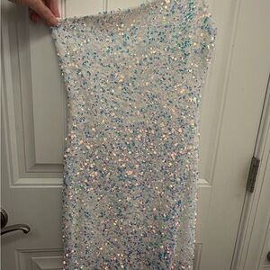 Elegant White Sequin Dress